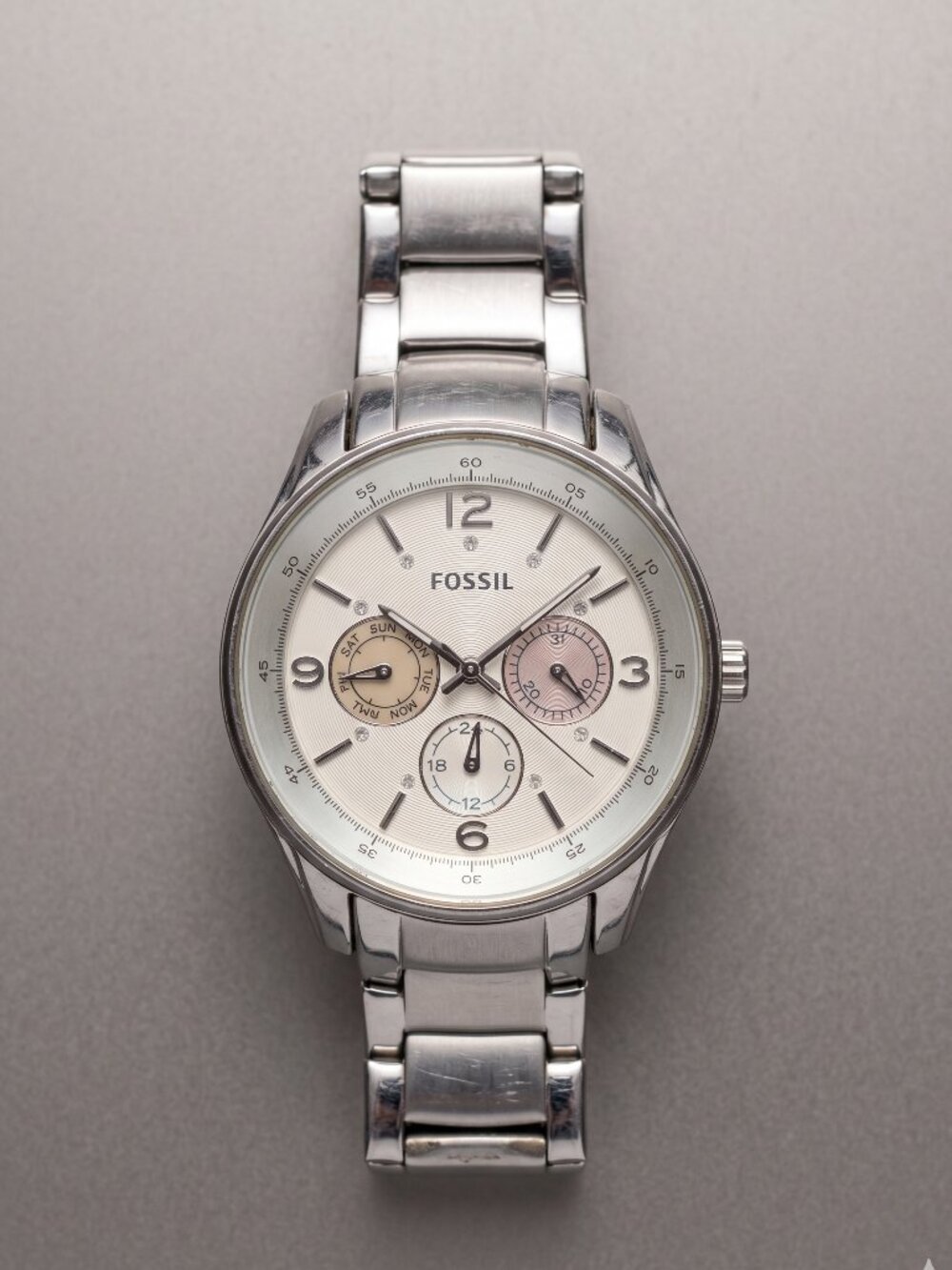Fossil Men's Decker Stainless Steel Chronograph Watch Silver White Dial CH2600 - Picture 2 of 3